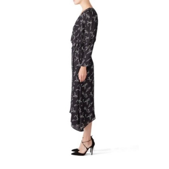 Joie Acantha Caviar Black Silk Wrap Midi Dress Size Medium – Floral Print - Picture 5 of 5